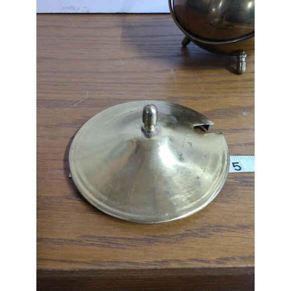 Brass Smudge Pot & Wand, Vintage Fire Starter Covered Cauldron with Pumice Stone - Picture 6 of 11